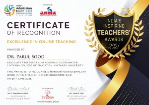 Award Certificate 30 Dr. Parul Sood
